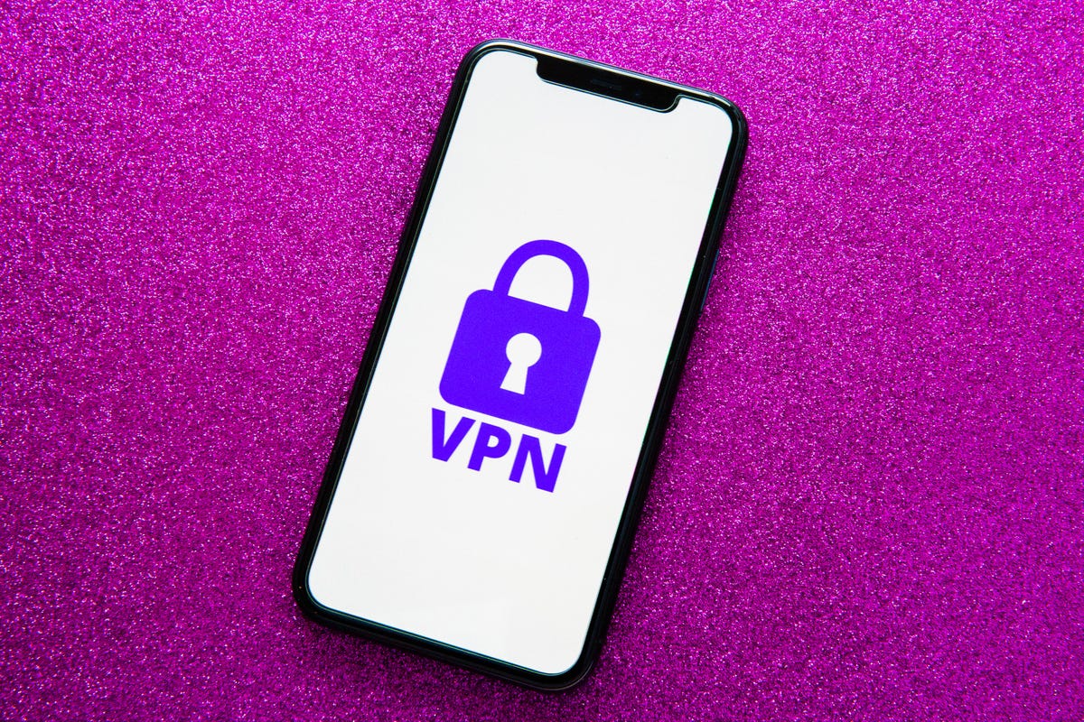 Image of a padlock and the term "VPN" on a phone screen